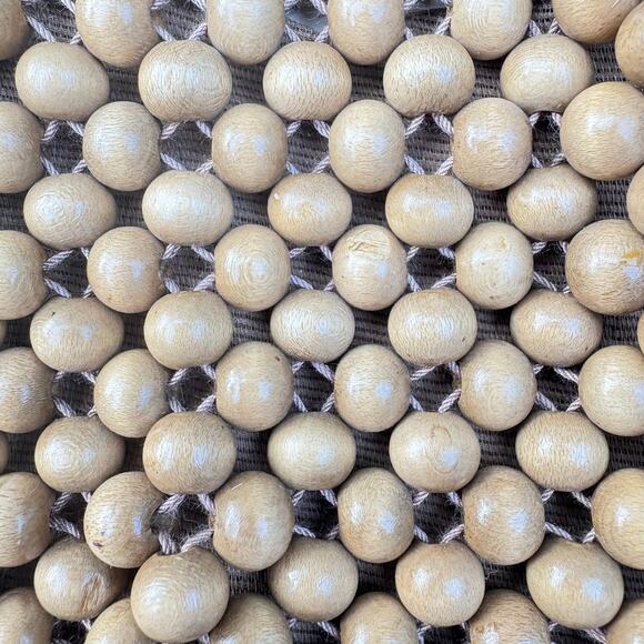 VTG Purse Shoulder Bag Wooden Beaded Bohemian Retro Unique 60s Festival Hippie - Picture 10 of 13